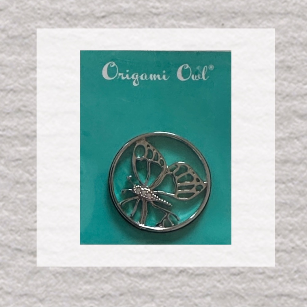 Origami Owl Butterfly Large Window Plate Silver